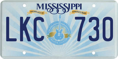 MS license plate LKC730