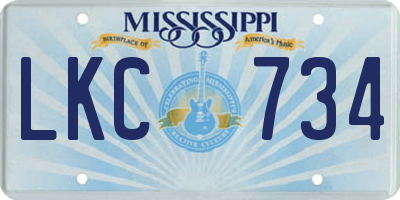 MS license plate LKC734