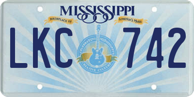 MS license plate LKC742