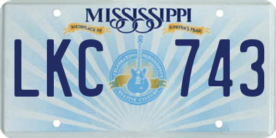 MS license plate LKC743