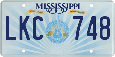 MS license plate LKC748