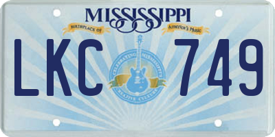 MS license plate LKC749