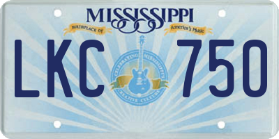 MS license plate LKC750