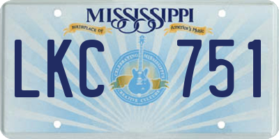 MS license plate LKC751
