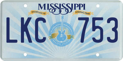 MS license plate LKC753
