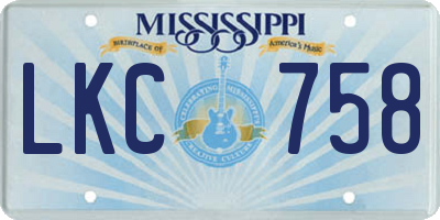 MS license plate LKC758
