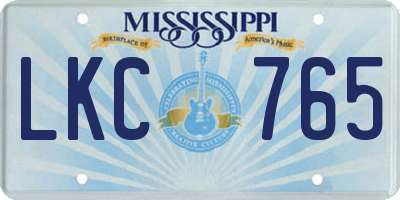 MS license plate LKC765