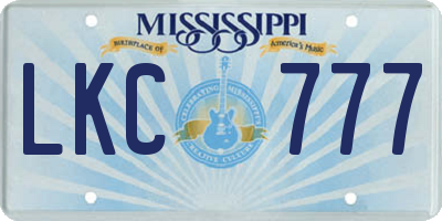 MS license plate LKC777