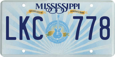 MS license plate LKC778
