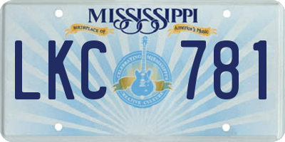 MS license plate LKC781