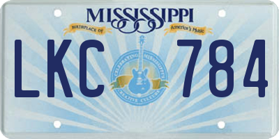 MS license plate LKC784