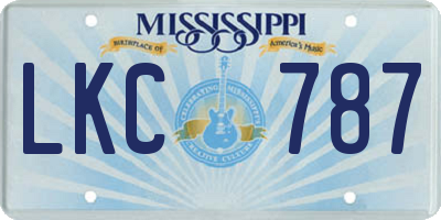 MS license plate LKC787