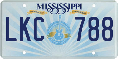 MS license plate LKC788