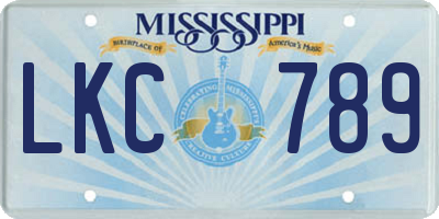 MS license plate LKC789