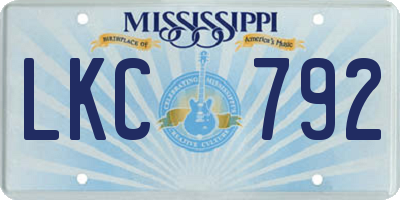 MS license plate LKC792
