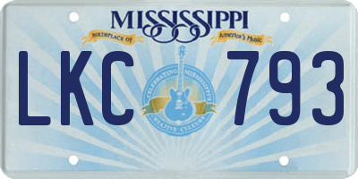MS license plate LKC793