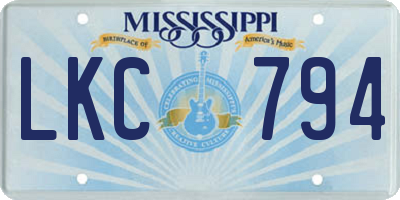 MS license plate LKC794
