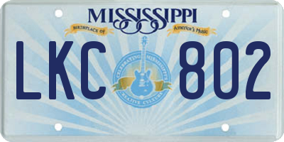 MS license plate LKC802