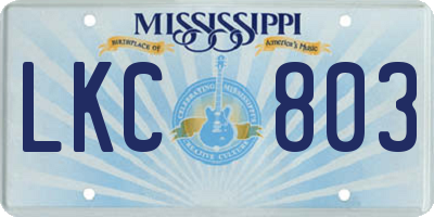 MS license plate LKC803