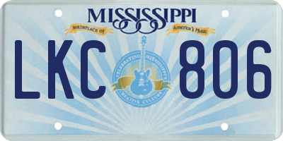 MS license plate LKC806
