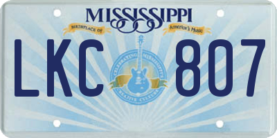 MS license plate LKC807
