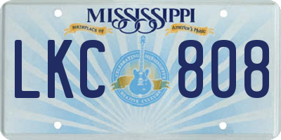 MS license plate LKC808