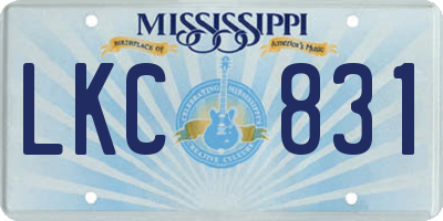 MS license plate LKC831