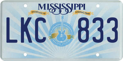 MS license plate LKC833