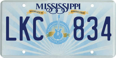 MS license plate LKC834