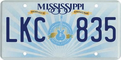 MS license plate LKC835