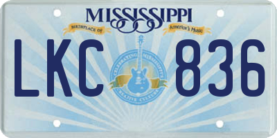 MS license plate LKC836