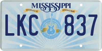 MS license plate LKC837
