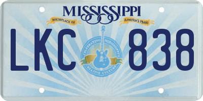 MS license plate LKC838