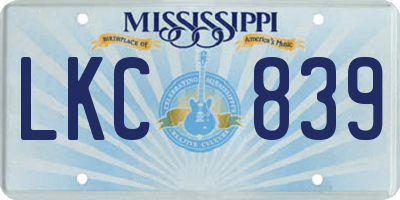 MS license plate LKC839