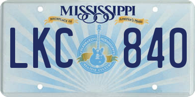 MS license plate LKC840