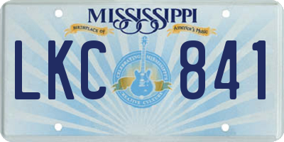 MS license plate LKC841