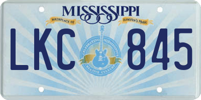 MS license plate LKC845