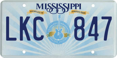 MS license plate LKC847