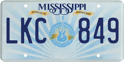MS license plate LKC849