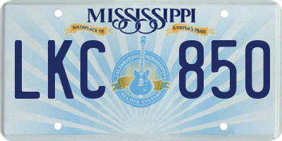 MS license plate LKC850