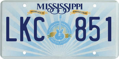 MS license plate LKC851