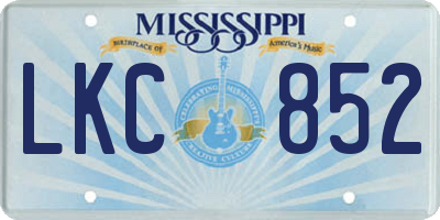 MS license plate LKC852
