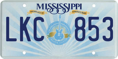 MS license plate LKC853