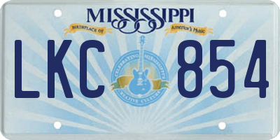 MS license plate LKC854