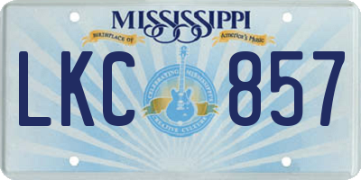 MS license plate LKC857