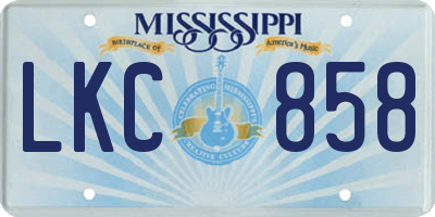 MS license plate LKC858