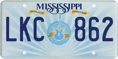 MS license plate LKC862