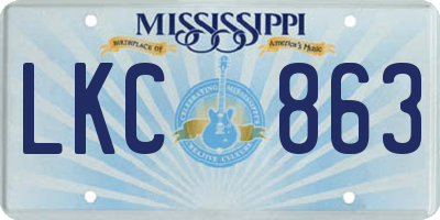 MS license plate LKC863