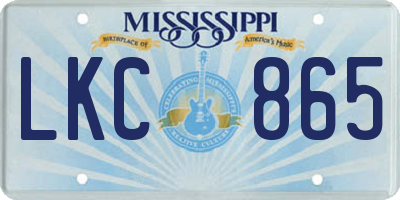 MS license plate LKC865