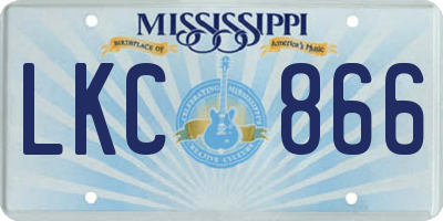 MS license plate LKC866